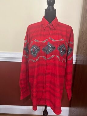 Vtg 80s 90s ROPER Southwestern Cowboy Shirt Aztec Button Down Long Sleeve .